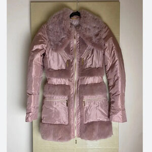 Roberto Cavalli pink silk mink trim, silk coat size 40 US4​​​